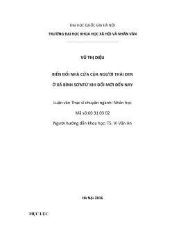 Luận văn Biến đổi nhà cửa của người Thái đen ở xã Bình sơn từ khi đổi mới đến nay