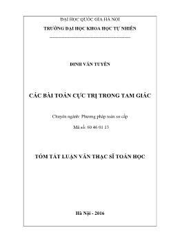 Luận văn Các bài toán cực trị trong tam giác