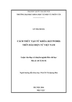 Luận văn Cách thức tạo từ khóa (keyword) trên báo điện tử Việt Nam