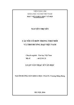 Luận văn Cái tôi cô đơn trong thơ mới và thơ đương đại Việt Nam