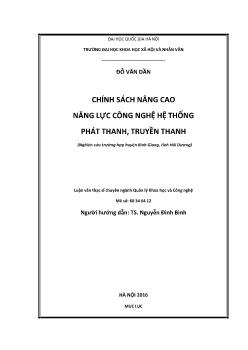 Luận văn Chính sách nâng cao năng lực công nghệ hệ thống phát thanh, truyền thanh