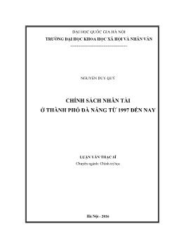 Luận văn Chính sách nhân tài ở thành phố Đà nẵng từ 1997 đến nay