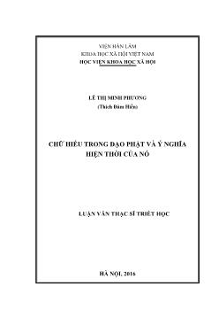 Luận văn Chữ hiếu trong đạo phật và ý nghĩa hiện thời của nó