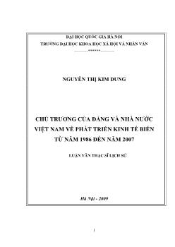 Luận văn Chủ trương của đảng và nhà nước Việt Nam về phát triển kinh tế biển từ năm 1986 đến năm 2007