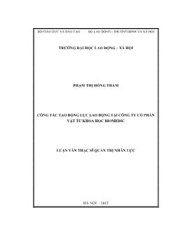 Luận văn Công tác tạo động lực lao động tại công ty Cổ phần Vật tư Khoa học Biomedic