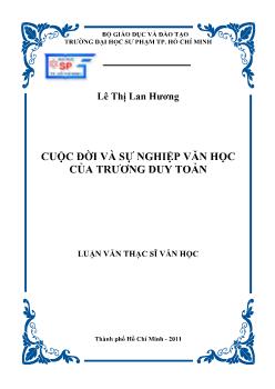 Luận văn Cuộc đời và sự nghiệp văn học của Trương Duy Toản