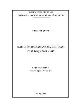 Luận văn Đặc điểm báo xuân của Việt Nam giai đoạn 2011 - 2015