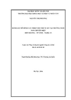Luận văn Đánh giá mô hình can thiệp cho trẻ tự kỷ tại trường mầm non chuyên biệt biển dương – TP Vinh – Nghệ An