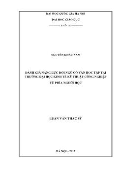 Luận văn Đánh giá năng lực đội ngũ cố vấn học tập tại trường đại học kinh tế kỹ thuật công nghiệp từ phía người học