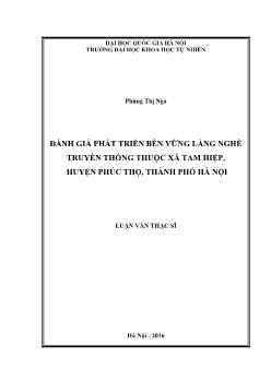 Luận văn Đánh giá phát triển bền vững làng nghề truyền thống thuộc xã Tam hiệp, huyện Phúc thọ, thành phố Hà Nội