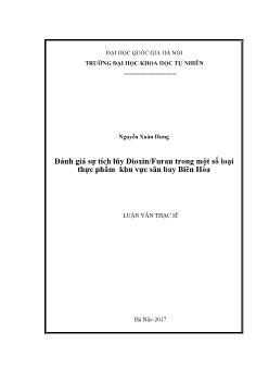 Luận văn Đánh giá sự tích lũy Dioxin / Furan trong một số loại thực phẩm khu vực sân bay Biên Hòa