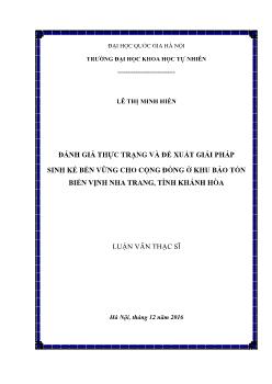 Luận văn Đánh giá thực trạng và đề xuất giải pháp sinh kế bền vững cho cộng đồng ở khu bảo tồn biển vịnh Nha trang, tỉnh Khánh Hòa