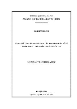 Luận văn Đánh giá tính khả dụng của vắc xin bạch hầu đông khô rd6 dự tuyển mẫu chuẩn quốc gia