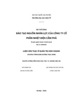 Luận văn Đào tạo nguồn nhân lực của công ty cổ phần nhiệt điện Cẩm Phả