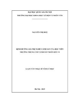 Luận văn Định hướng giá trị nghề cảnh sát của học viên trường trung cấp cảnh sát nhân dân vi