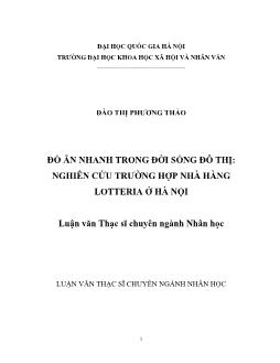 Luận văn Đồ ăn nhanh trong đời sống đô thị: Nghiên cứu trường hợp nhà hàng Lotteria ở Hà Nội