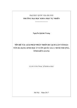 Luận văn Giải pháp phát triển du lịch gắn với bảo tồn đa dạng sinh học ở vườn quốc gia U minh thượng, tỉnh Kiên Giang