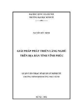 Luận văn Giải pháp phát triển làng nghề trên địa bàn tỉnh Vĩnh Phúc