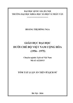 Luận văn Giáo dục đại học dưới chế độ Việt Nam cộng hòa (1956 - 1975)