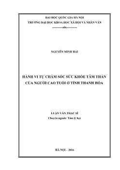 Luận văn Hành vi tự chăm sóc sức khỏe tâm thần của ngƣời cao tuổi ở tỉnh Thanh Hóa