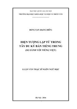 Luận văn Hiện tượng lặp từ trong Tây du ký bản tiếng Trung (so sánh với Tiếng Việt)