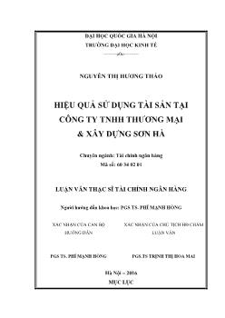 Luận văn Hiệu quả sử dụng tài sản tại công ty TNHH thương mại & xây dựng Sơn Hà