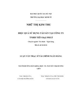 Luận văn Hiệu quả sử dụng tài sản tại công ty TNHH Tiến Đại Phát