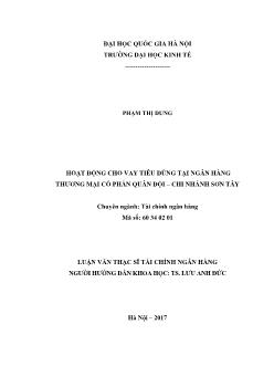 Luận văn Hoạt động cho vay tiêu dùng tại ngân hàng thương mại cổ phần quân đội – Chi nhánh Sơn Tây