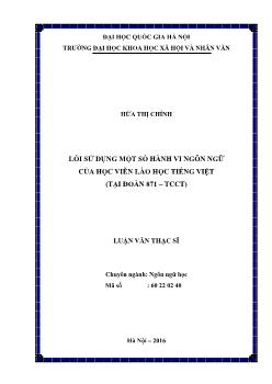 Luận văn Lỗi sử dụng một số hành vi ngôn ngữ của học viên Lào học tiếng Việt (tại đoàn 871 – tcct)