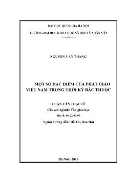 Luận văn Một số đặc điểm của phật giáo Việt Nam trong thời kỳ bắc thuộc