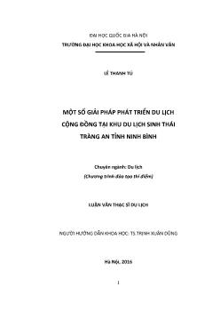 Luận văn Một số giải pháp phát triển du lịch cộng đồng tại khu du lịch sinh thái Tràng an tỉnh Ninh Bình