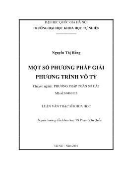 Luận văn Một số phương pháp giải phương trình vô tỷ