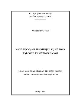 Luận văn Năng lực cạnh tranh dịch vụ kế toán tại công ty kế toán Hà Nội