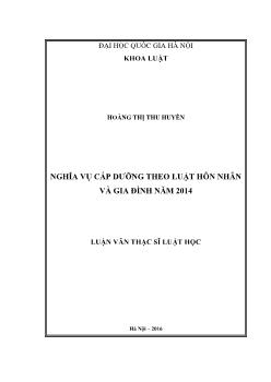 Luận văn Nghĩa vụ cấp dưỡng theo luật hôn nhân và gia đình năm 2014