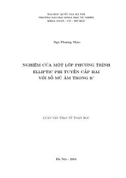 Luận văn Nghiệm của một số lớp phương trình elliptic phi tuyến cấp hai với số mũ âm trong R3