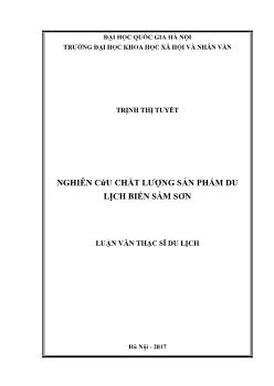 Luận văn Nghiên cứu chất lượng sản phẩm du lịch biển Sầm Sơn