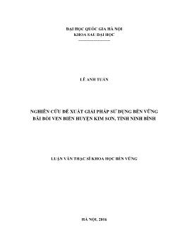 Luận văn Nghiên cứu đề xuất giải pháp sử dụng bền vững bãi bồi ven biển huyện Kim sơn, tỉnh Ninh Bình