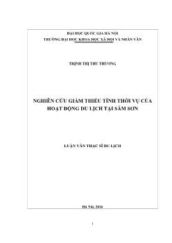 Luận văn Nghiên cứu giảm thiểu tính thời vụ của hoạt động du lịch tại Sầm Sơn