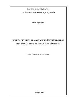 Luận văn Nghiên cứu hiện trạng và nguyên nhân bồi lấp một số cửa sông ven biển tỉnh Bình Định