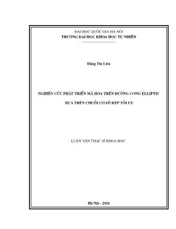 Luận văn Nghiên cứu phát triển mã hóa trên đường cong elliptic dựa trên chuỗi cơ số kép tối ưu