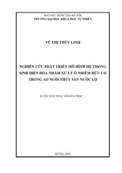 Luận văn Nghiên cứu phát triển mô hình hệ thống sinh điện hóa nhằm xử lý ô nhiễm hữu cơ trong ao nuôi thủy sản nước lợ