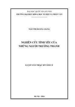 Luận văn Nghiên cứu tình yêu của những người trưởng thành