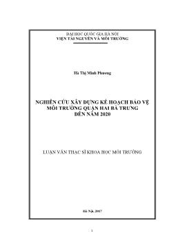 Luận văn Nghiên cứu xây dựng kế hoạch bảo vệ môi trường quận Hai bà trưng đến năm 2020