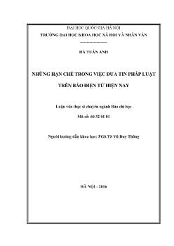 Luận văn Những hạn chế trong việc đưa tin pháp luật trên báo điện tử hiện nay