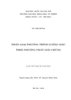 Luận văn Phân loại phương trình lượng giác theo phương pháp giải chúng