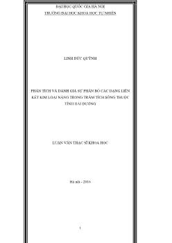 Luận văn Phân tích và đánh giá sự phân bố các dạng liên kết kim loại nặng trong trầm tích sông Thuộc tỉnh Hải Dương