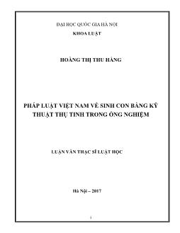 Luận văn Pháp luật Việt Nam về sinh con bằng kỹ thuật thụ tinh trong ống nghiệm