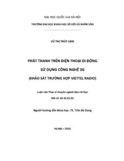 Luận văn Phát thanh trên điện thoại di động sử dụng công nghệ 3G (khảo sát trường hợp Viettel Radio)