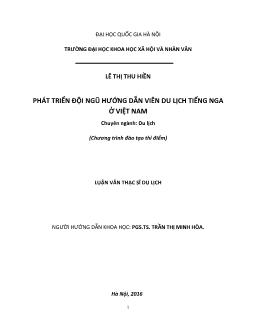 Luận văn Phát triển đội ngũ hướng dẫn viên du lịch tiếng Nga ở Việt Nam