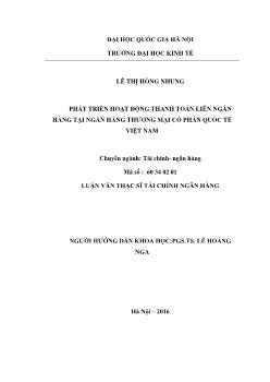 Luận văn Phát triển hoạt động thanh toán liên ngân hàng tại ngân hàng thương mại cổ phần quốc tế Việt Nam